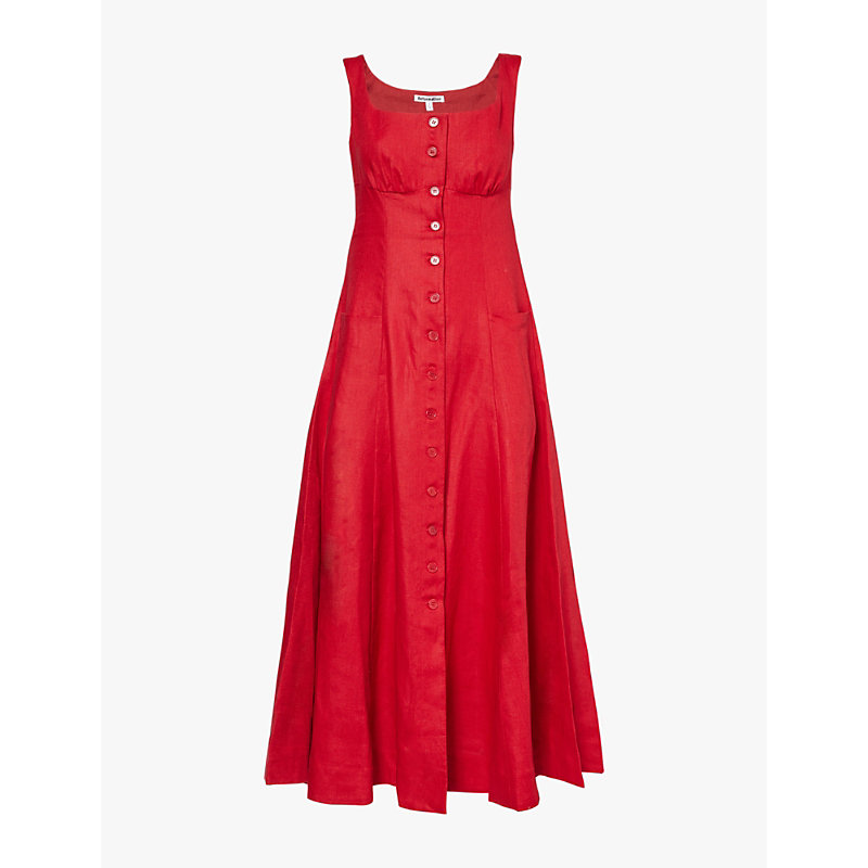 Womens Cherry Louisa Scoop-neck Linen Maxi Dress
