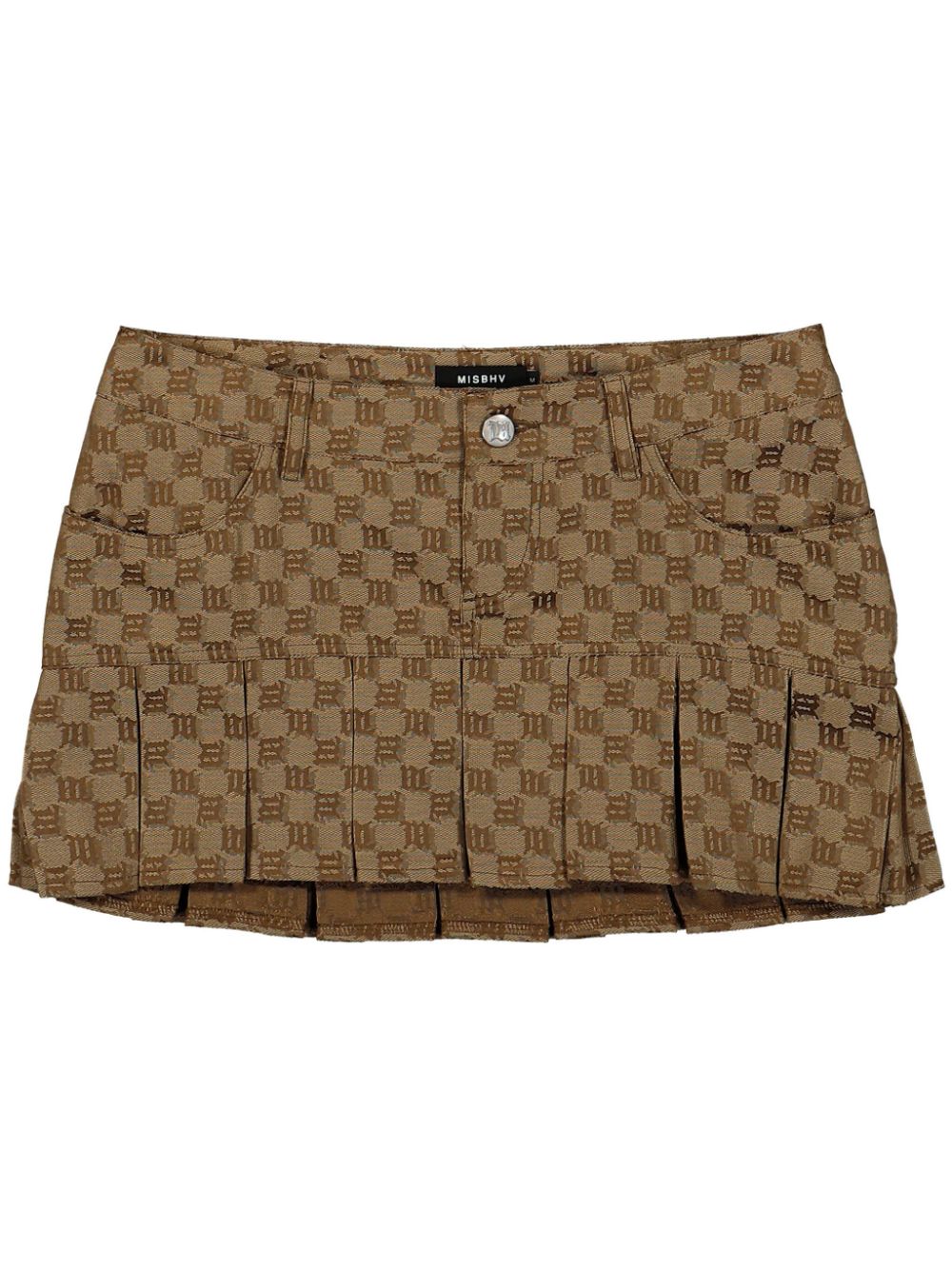 Logo-jacquard mini skirt - Neutrals
