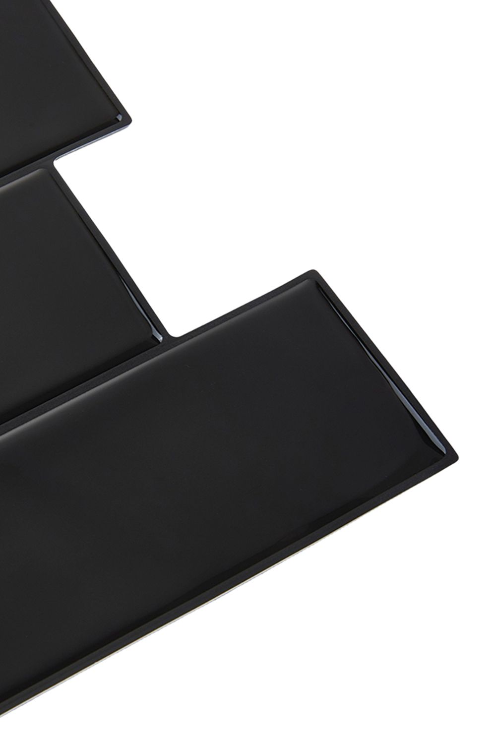 Living and Home Unisex 10Pcs 3D Solid Color Subway Tiles Self-Adhesive Wall Tile Stickers in Black