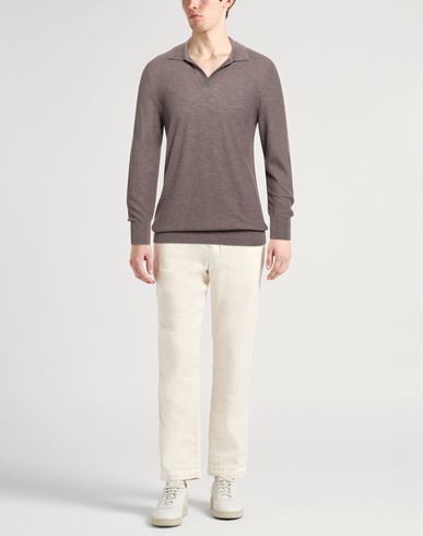 Man Sweater Khaki Size 40 Cashmere, Silk