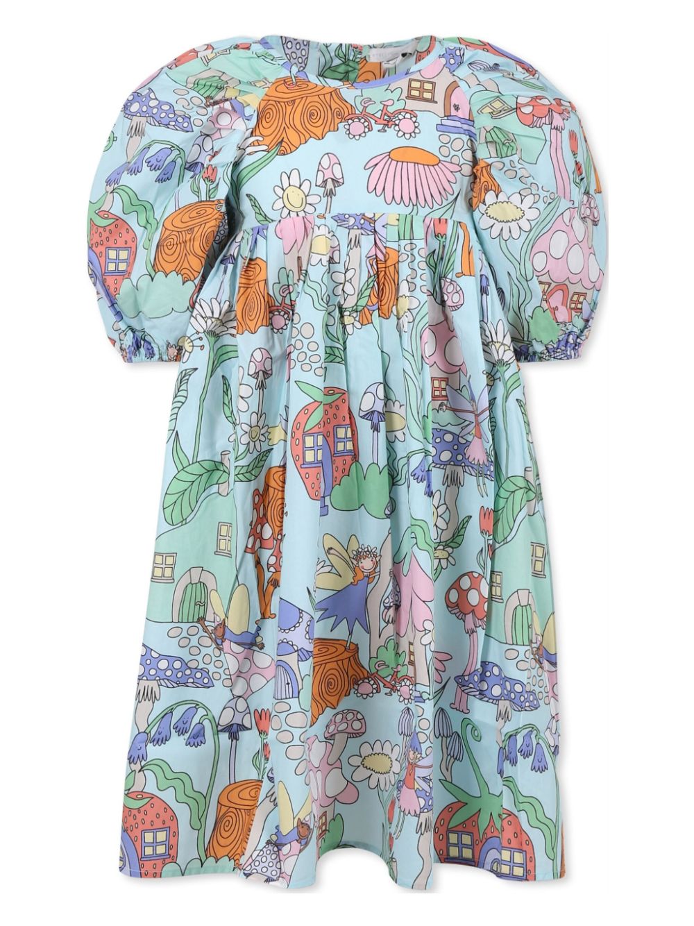Girls Blue Cotton Fairies Dress