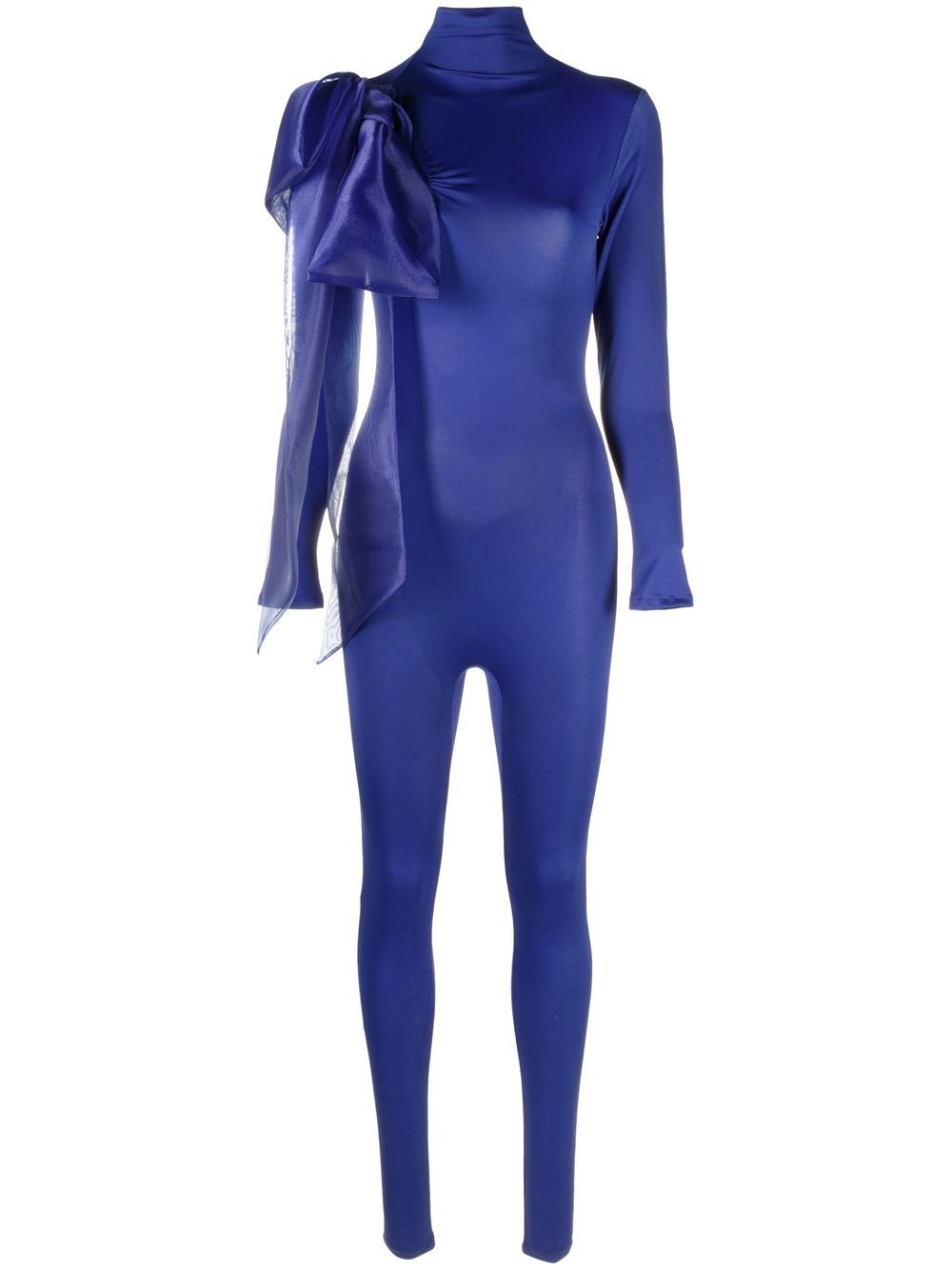 Bow-detail long-sleeved jumpsuit - Blue