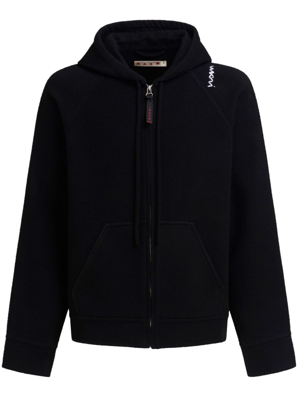 Logo-embroidered hooded jacket - Black