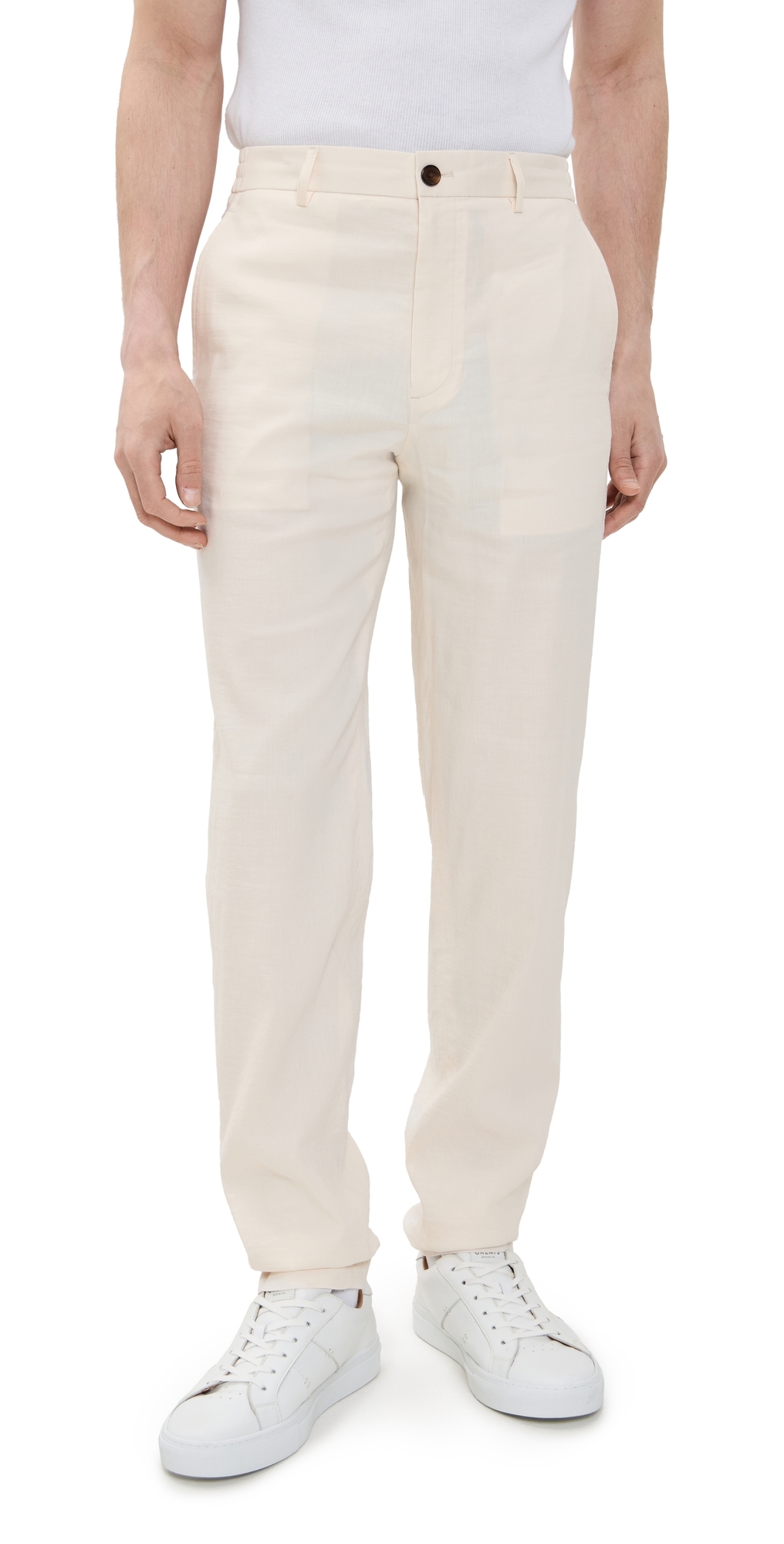 Theory Good Crunch Linen Curtis Drawstring Pants Egg Shell