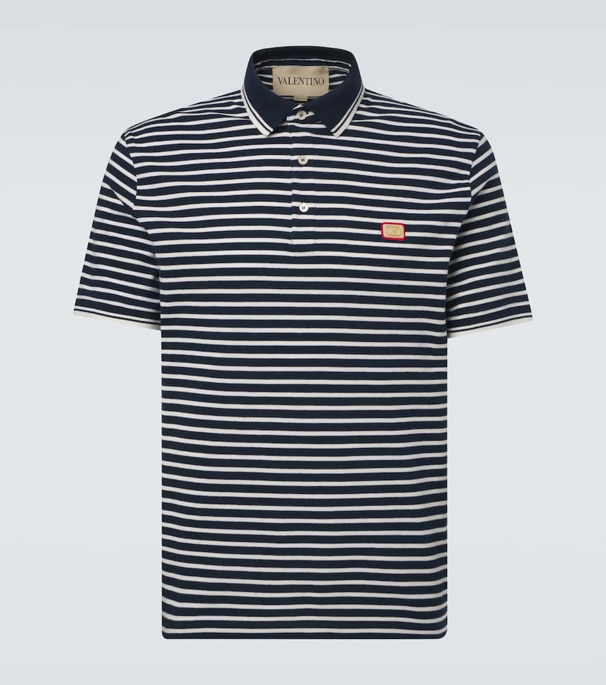 VLogo striped cotton polo shirt