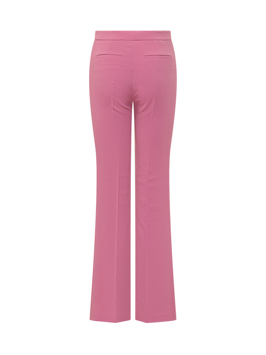 Pink Flared Flat Front Pants
