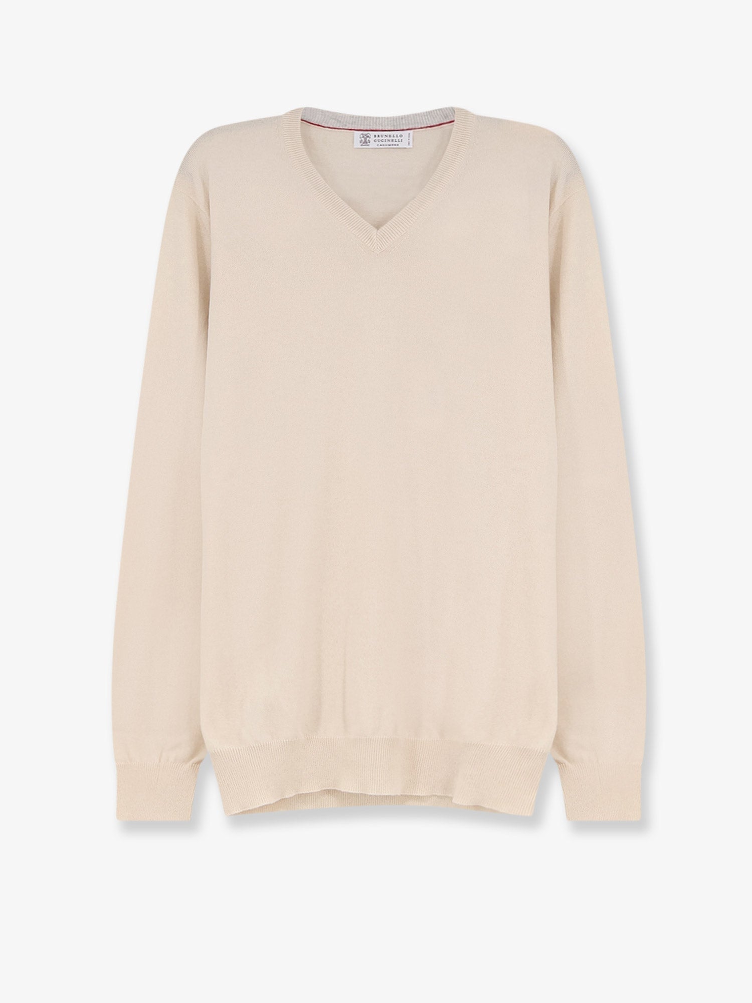 Cashmere V-Neck Sweater — Beige
