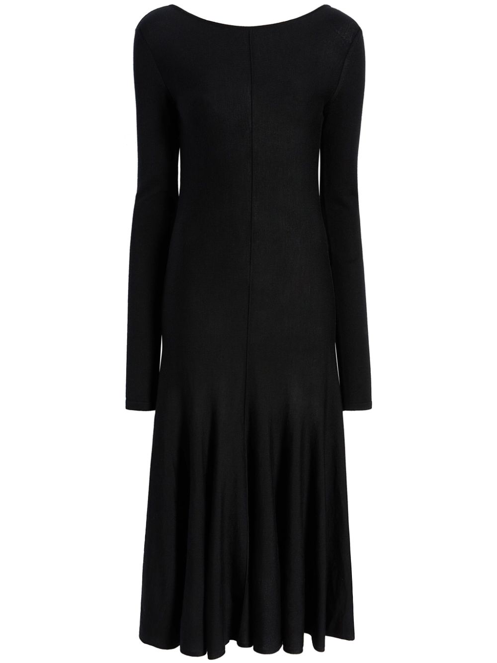 Scoop-back virgin-wool midi dress - Black