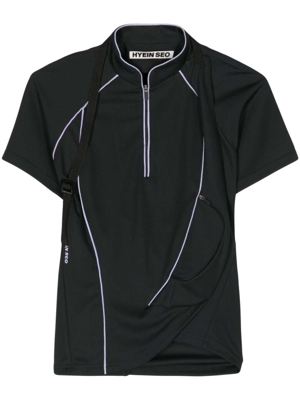 Contrast-trim twisted T-shirt - Black