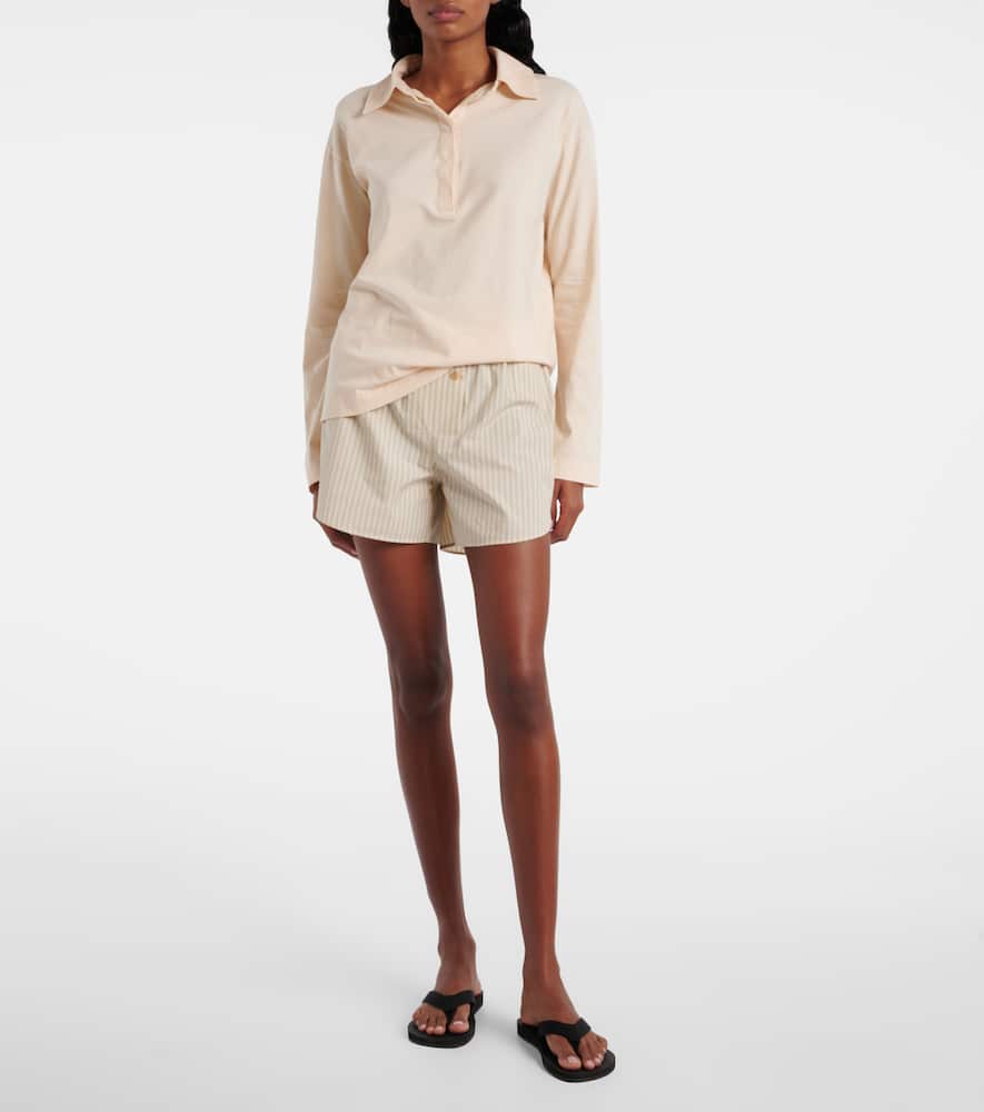The Row Nicasia striped cotton poplin shorts