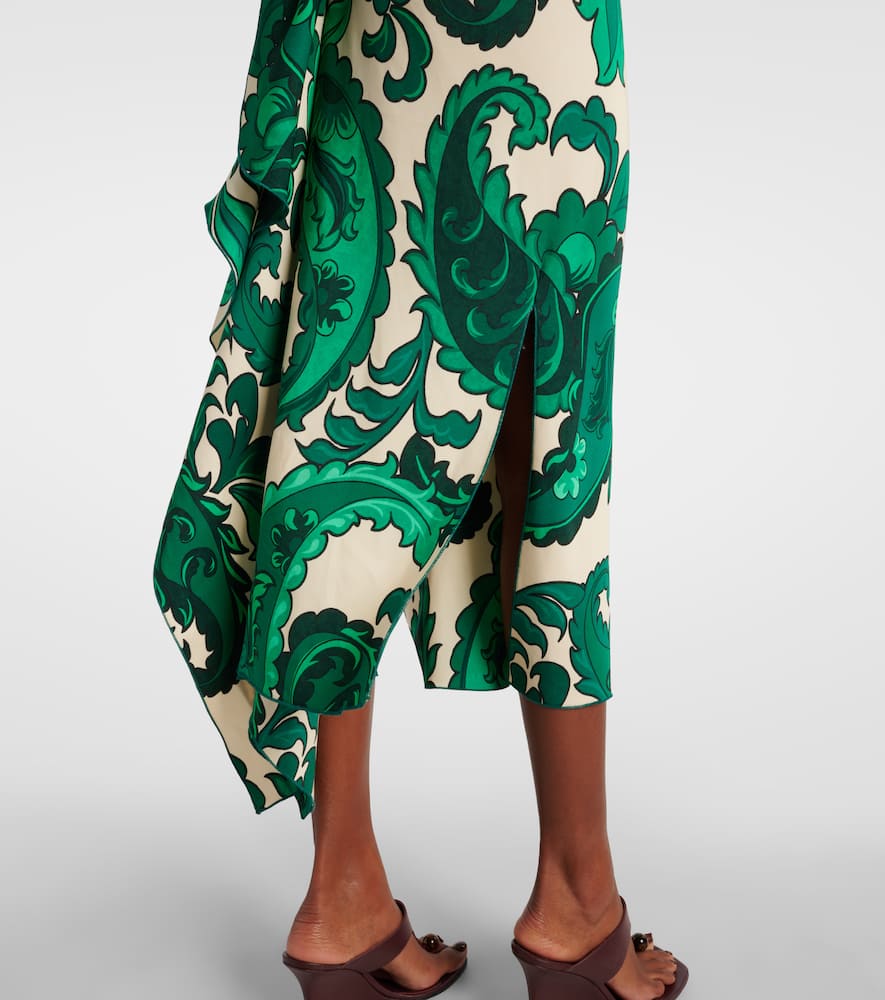 Paisley ruffled midi skirt