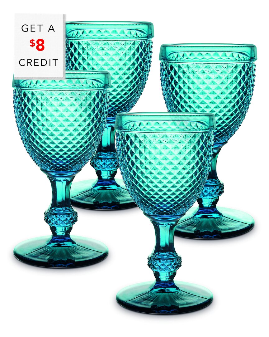 Bicos Set of 4 Blue Water Goblets with $8 Credit