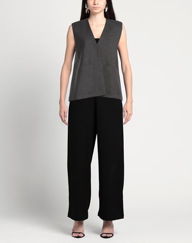 Woman Tailored Vest Charcoal Size 4 Polyester, Viscose, Elastane
