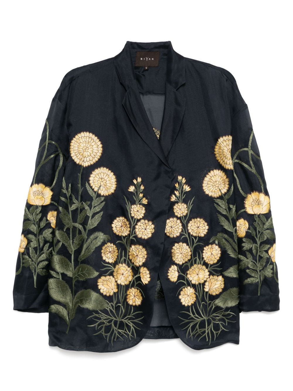 Embroidered silk blazer - Blue