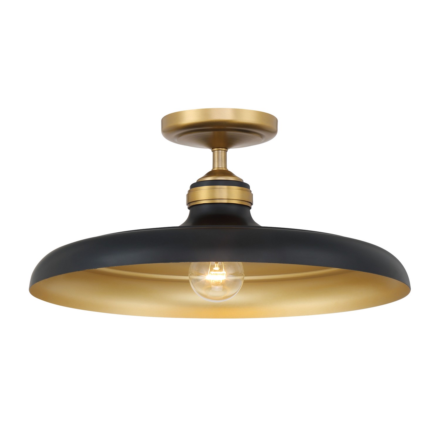 Legacy Brass & Dark Matte Black Semi Flush Mount from the Crowne Collection