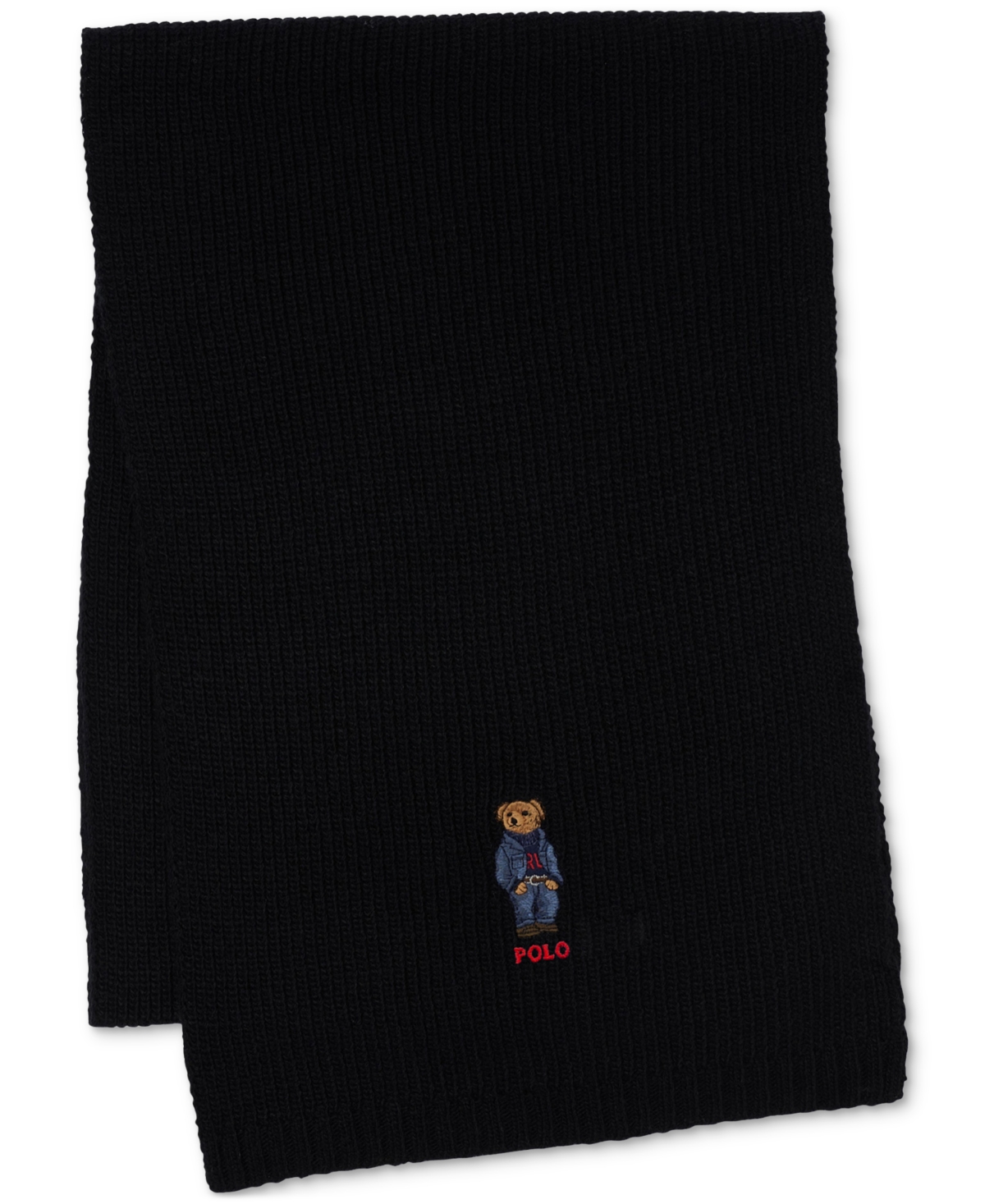 Men's Solid Denim Bear Scarf - Black