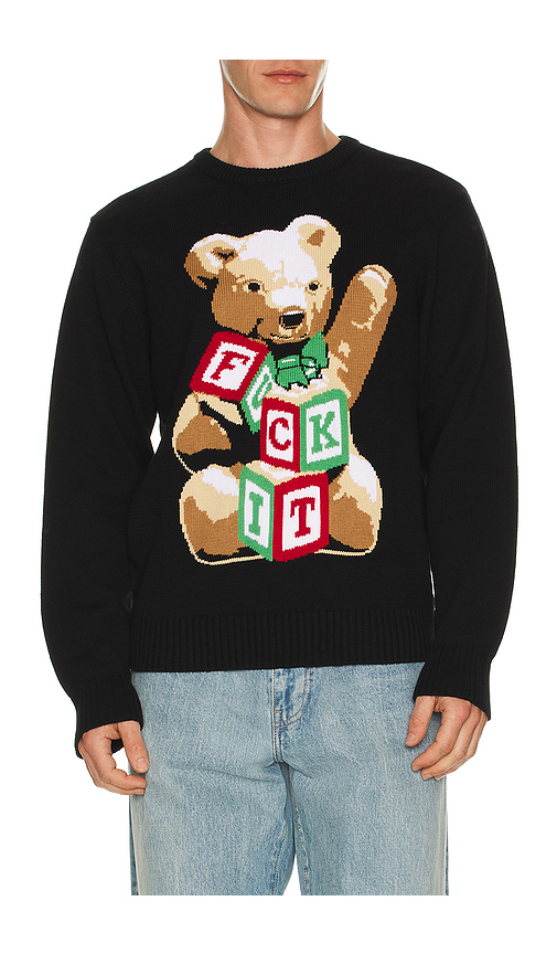 HUF Gift Bear Intarsia Sweater in Black. L. Also in S, M, XL/1X