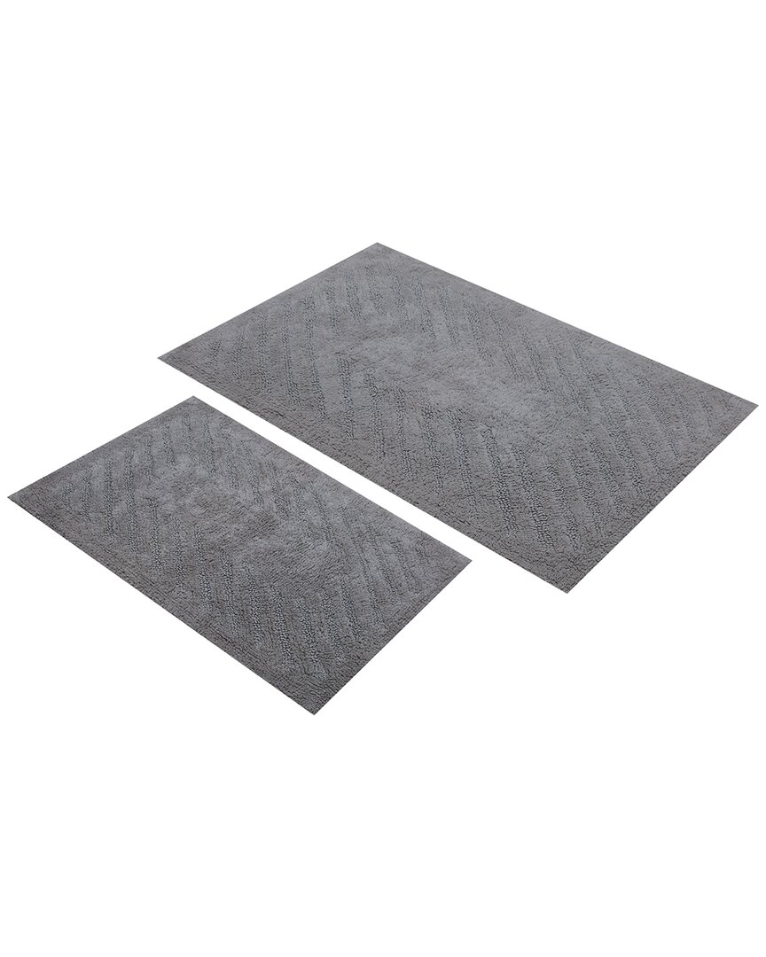 Set Of 2 Diagonal Racetrack Cotton Bath Rugs
