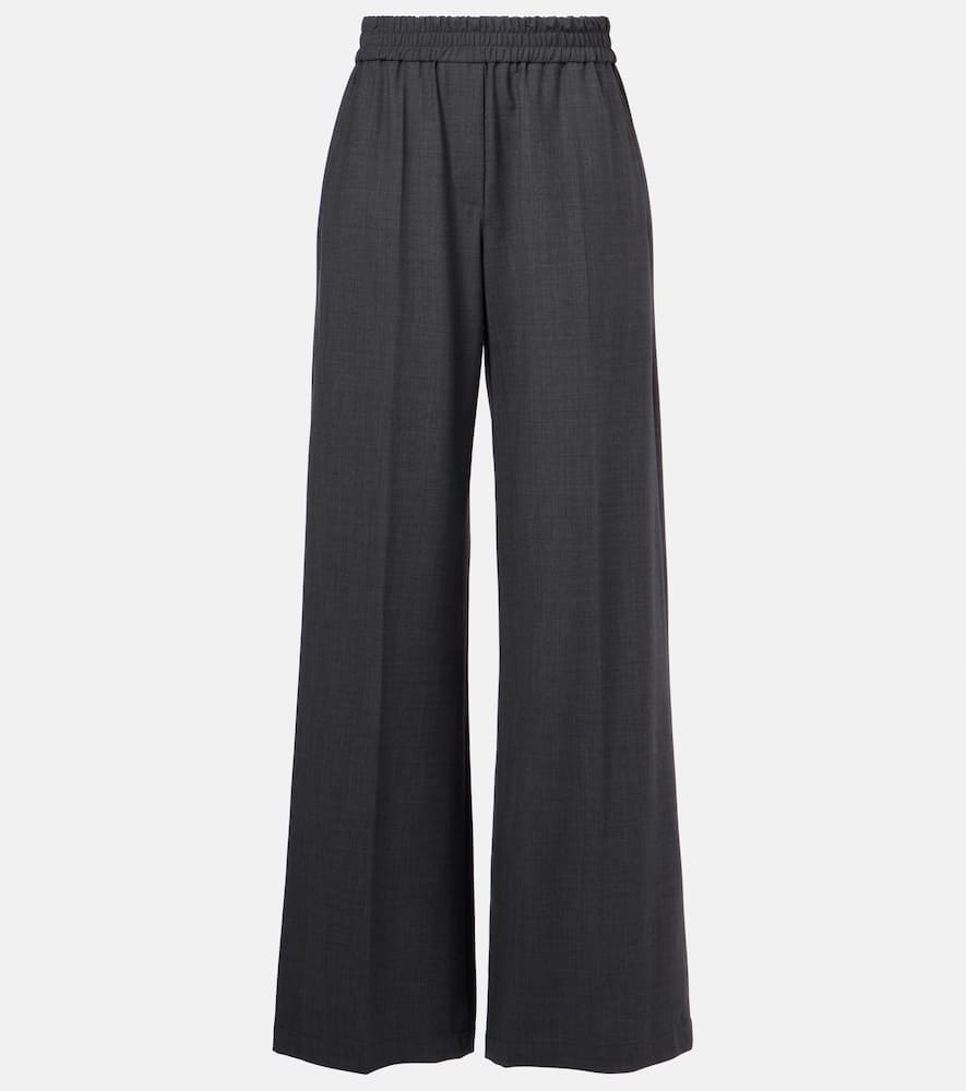 Wool-blend wide-leg jeans