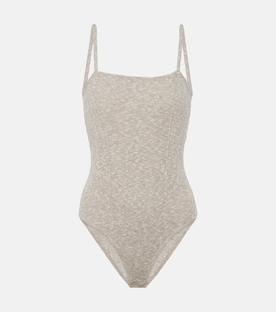Knitted linen and cotton bodysuit