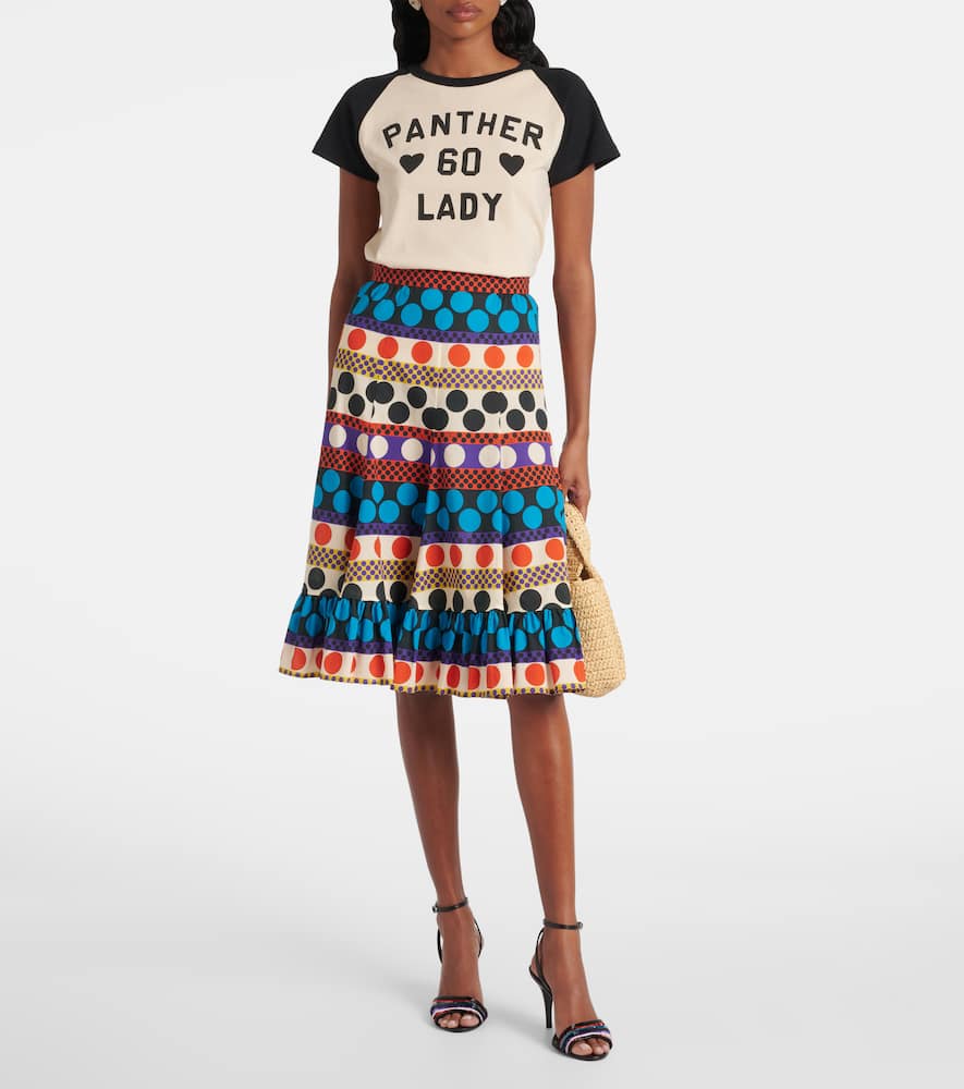 Printed cotton midi skirt