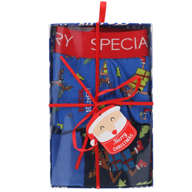 Apollo Heren kerst boxershort + sokken cadeau set special delivery giftbox