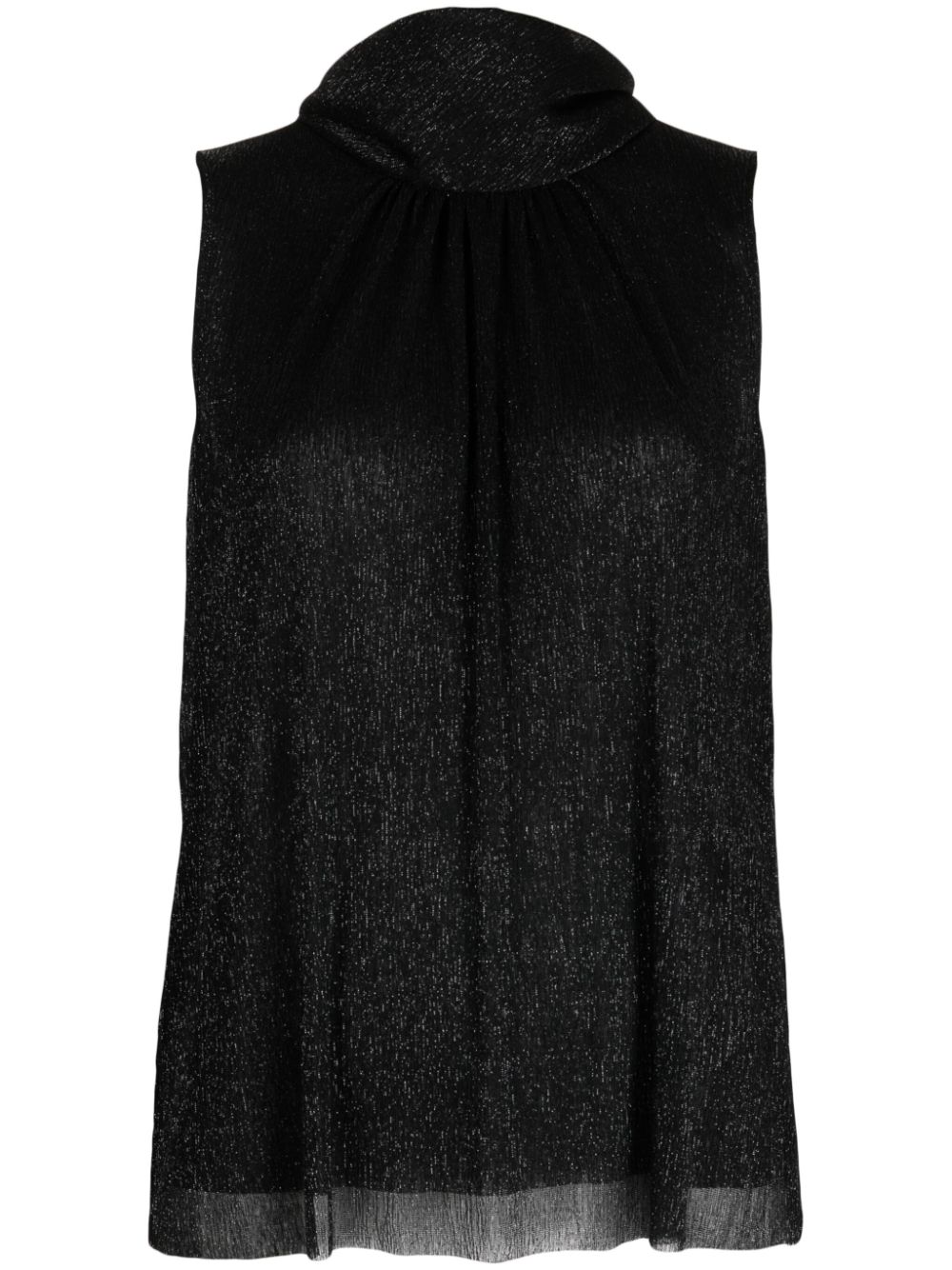 Metallic-effect sleeveless top - Black