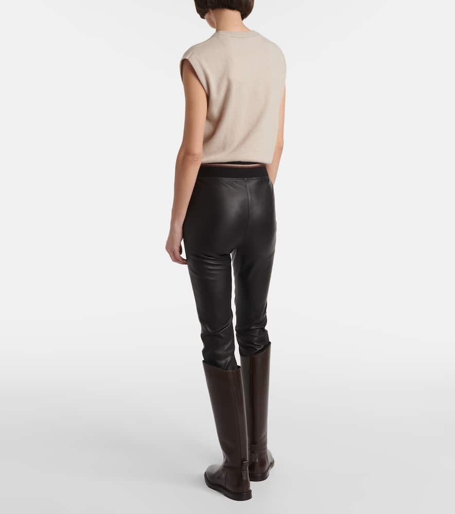 Leather slim pants