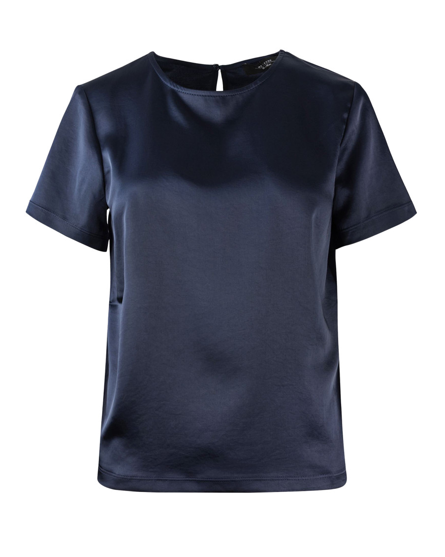 Blue Solid Round Neck T-Shirt