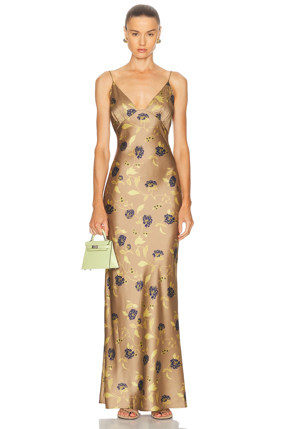 Staud Hank Silk Dress in Vintage Floral - Taupe. S also in