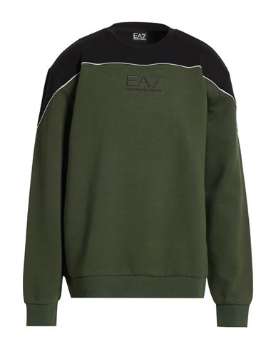 Man Sweatshirt Military green Size L Cotton, Polyester, Elastane