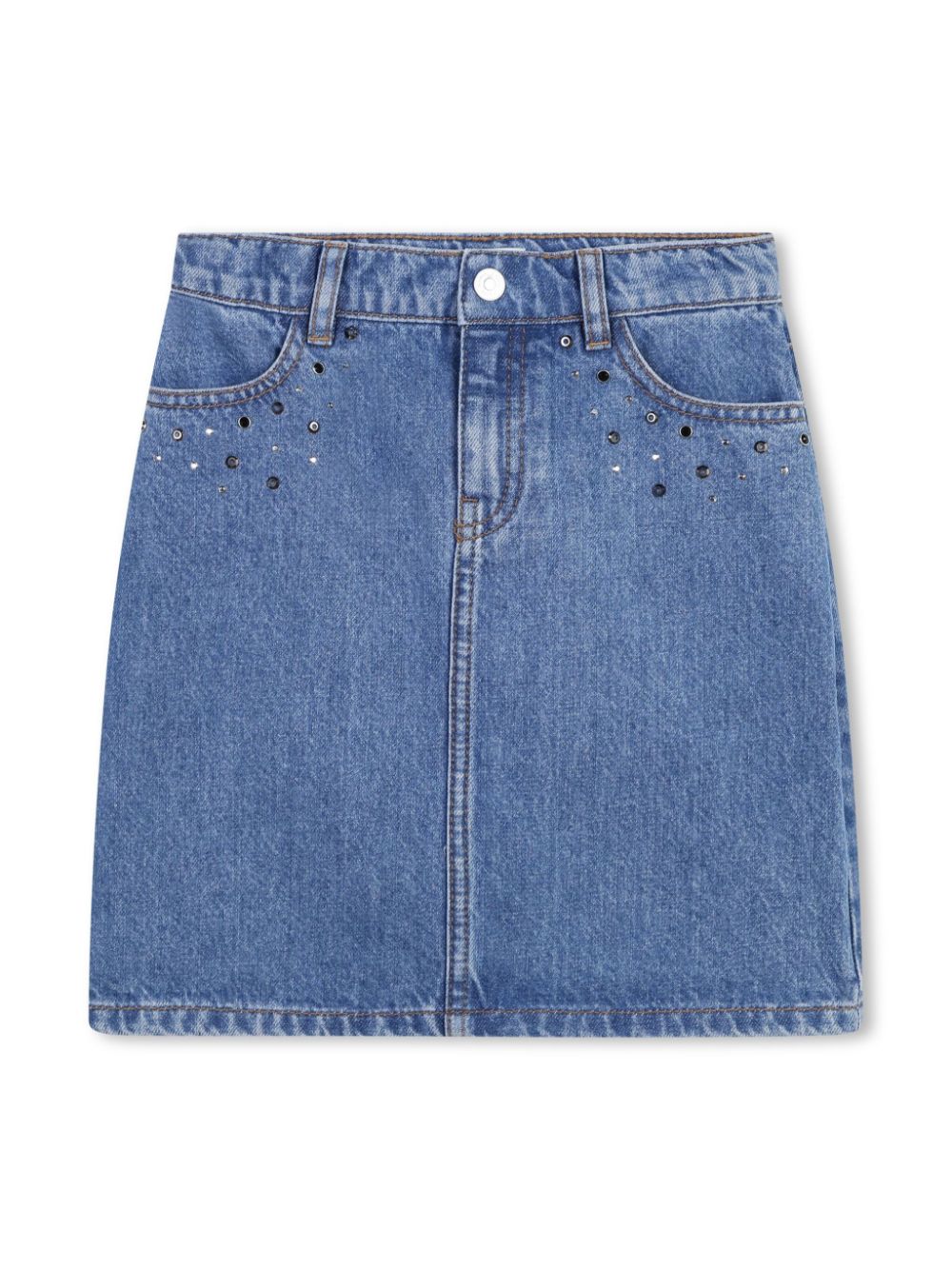 Rhinestone-embellished denim skirt - Blue