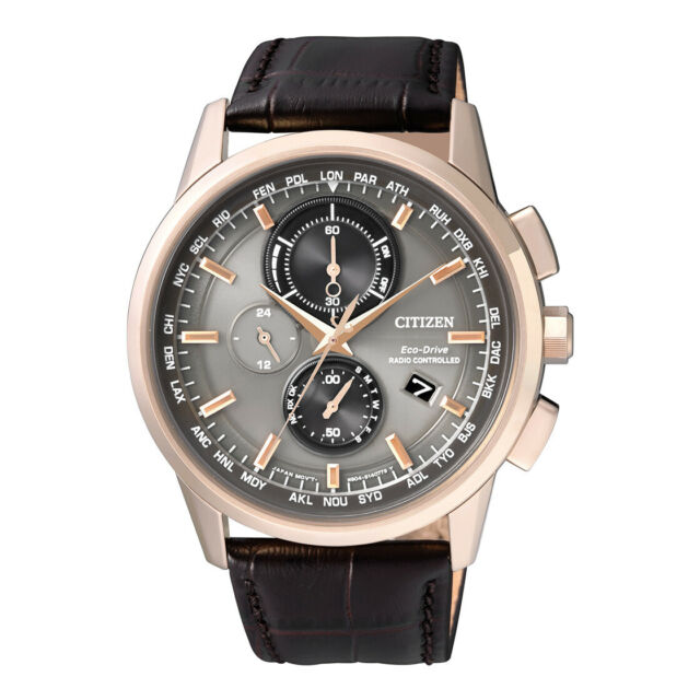 Perpetual World Time Chronograph Grey Dial Mens Watch AT8113-12H