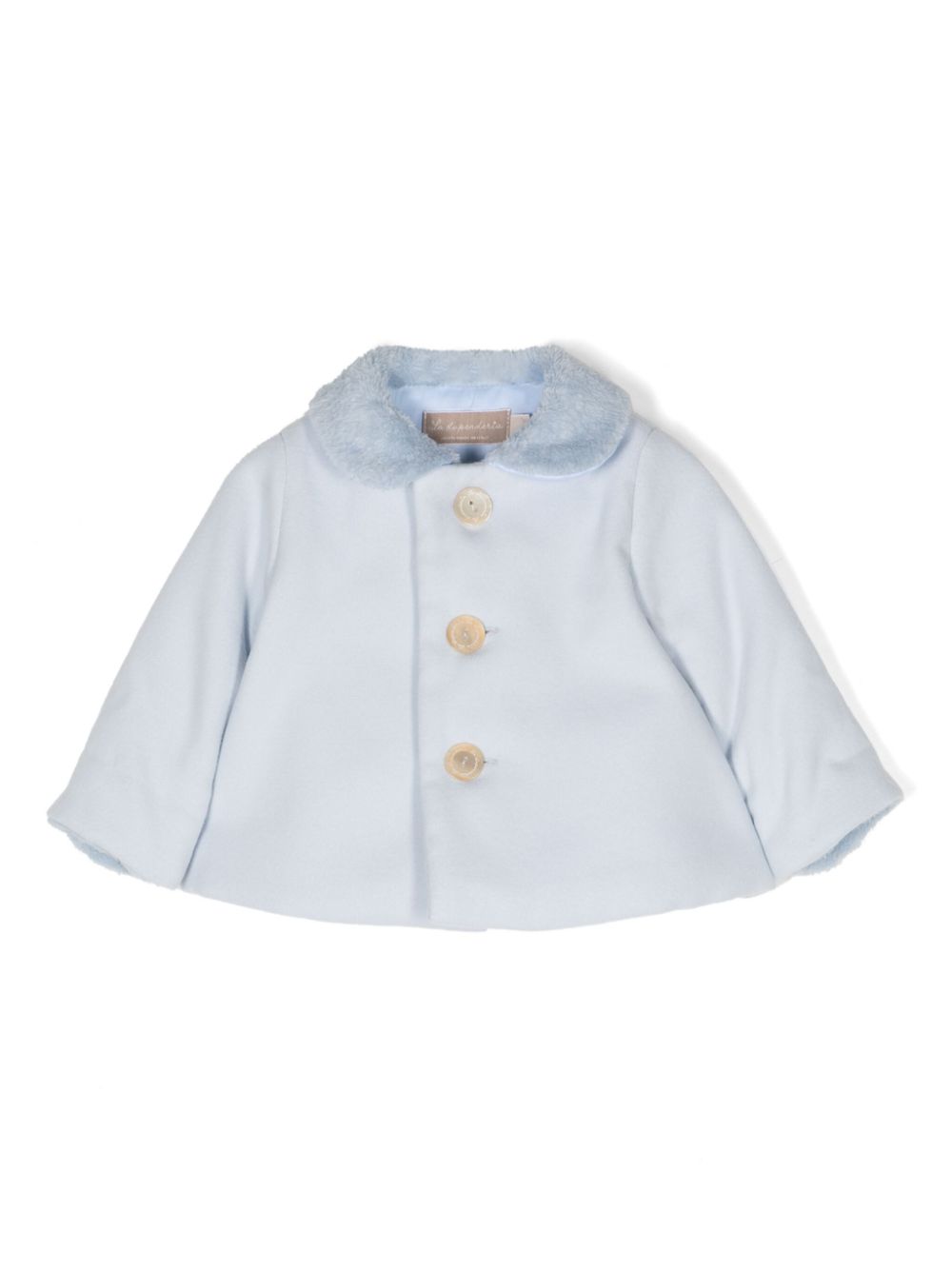 Faux-fur collar cotton jacket - Blue