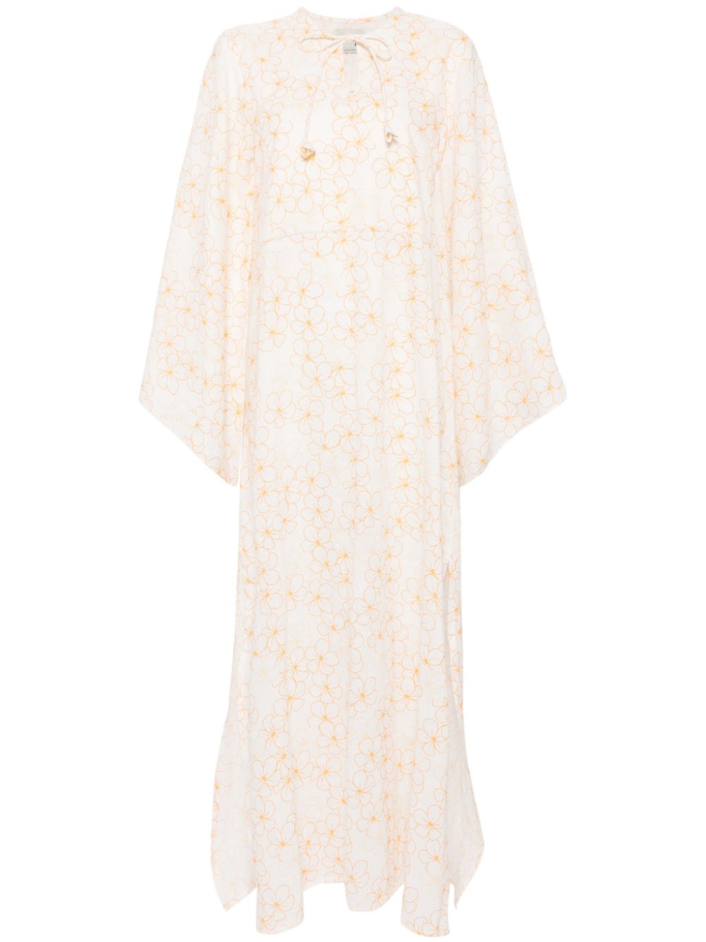 Yellow Daisy Moza Kaftan - White