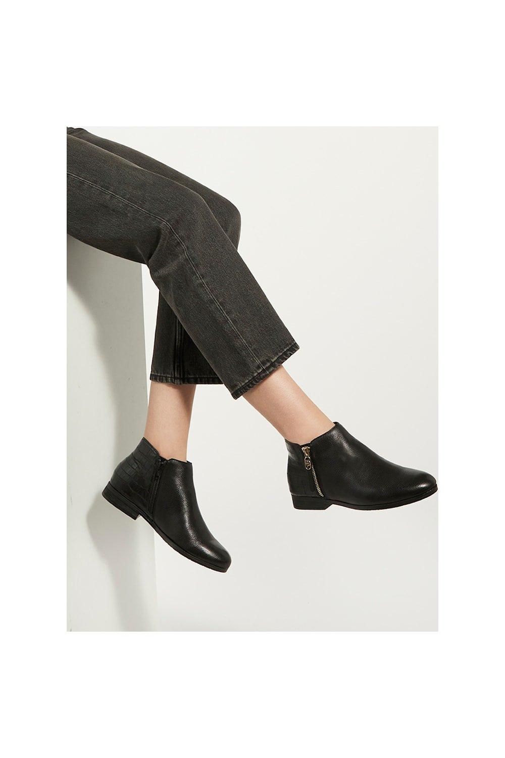 Dune London Women's 'Pond' Leather Ankle Boots in Black