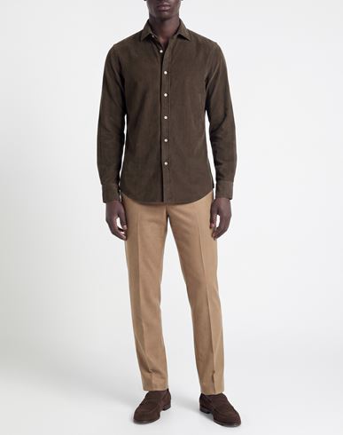 Man Shirt Dark brown Size S Cotton