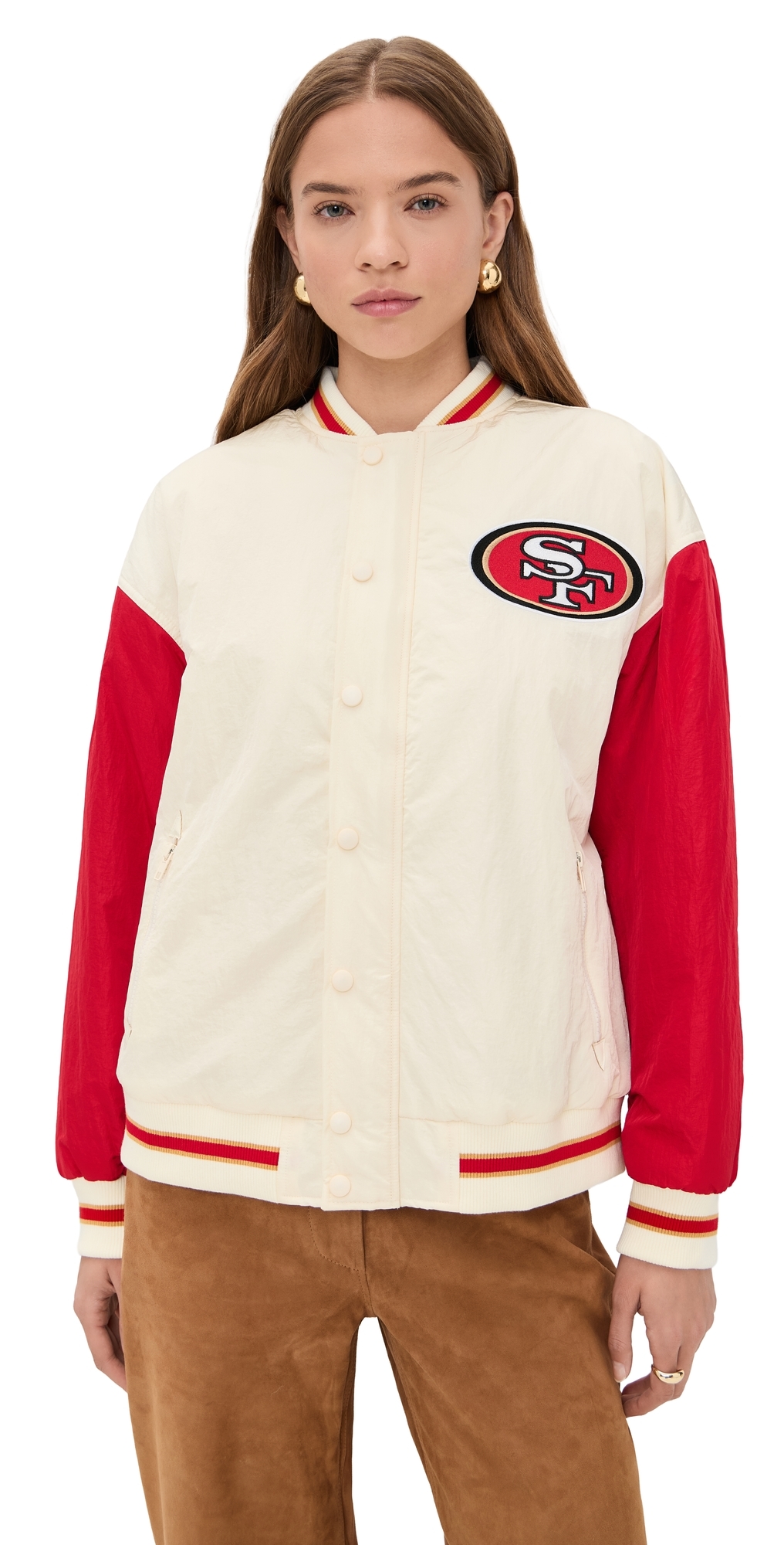 49rs Colorblock Bomber Jacket 49ers Sugar Swizzle/Red