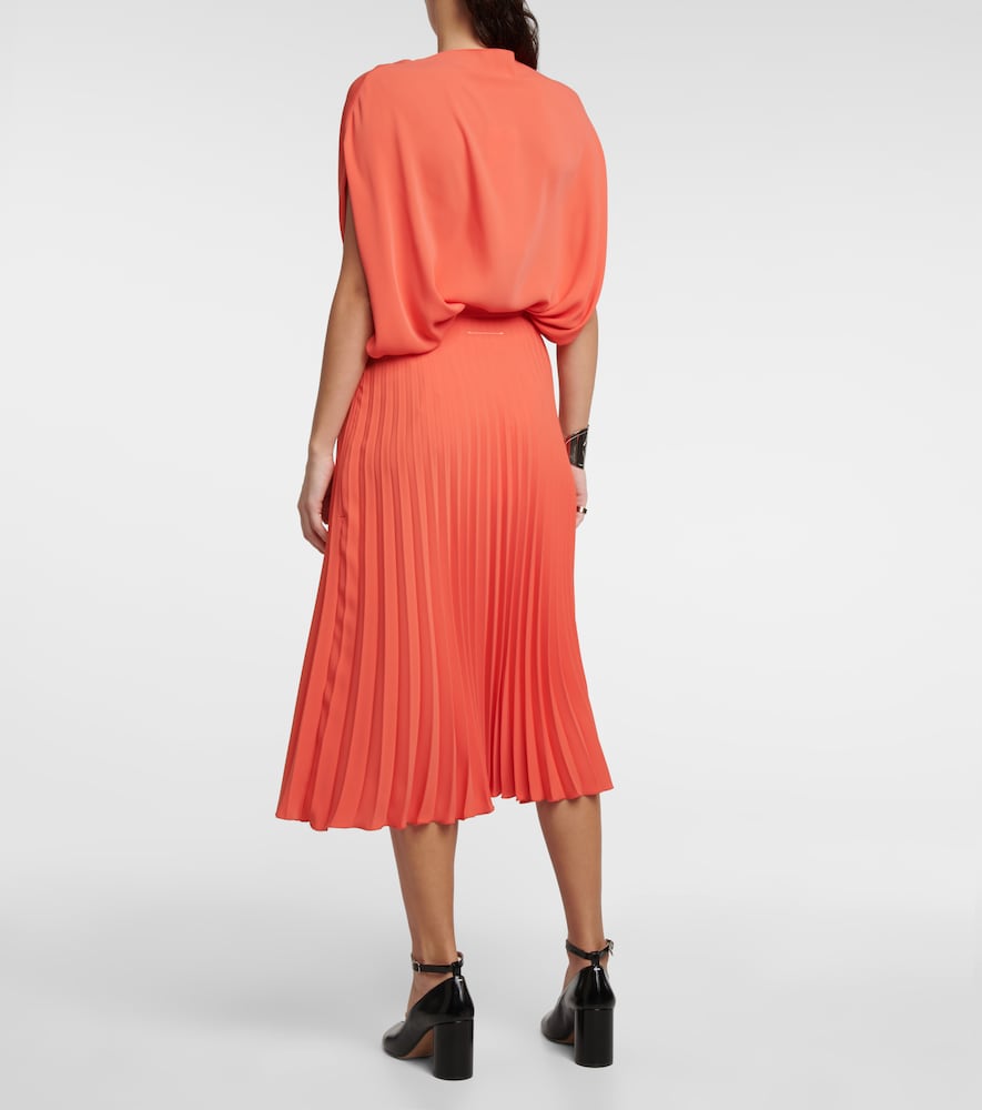Pleated crêpe midi skirt