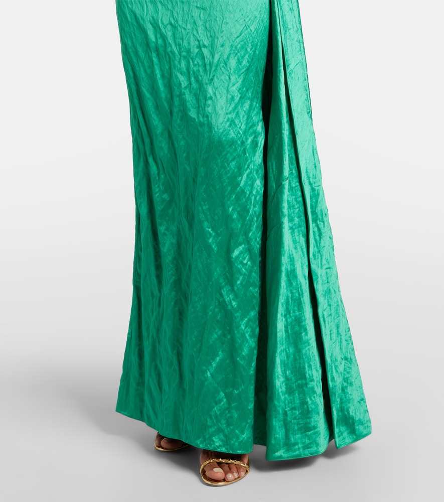 Draped embellished satin gown
