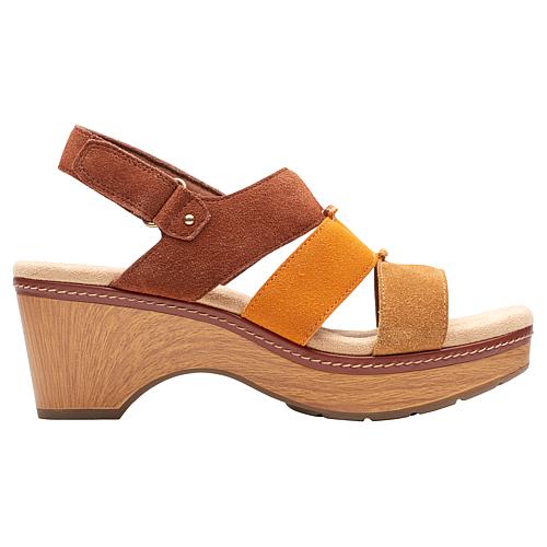 Collection Seannah Glow Suede Wedge Sandal - Dark Tan Suede