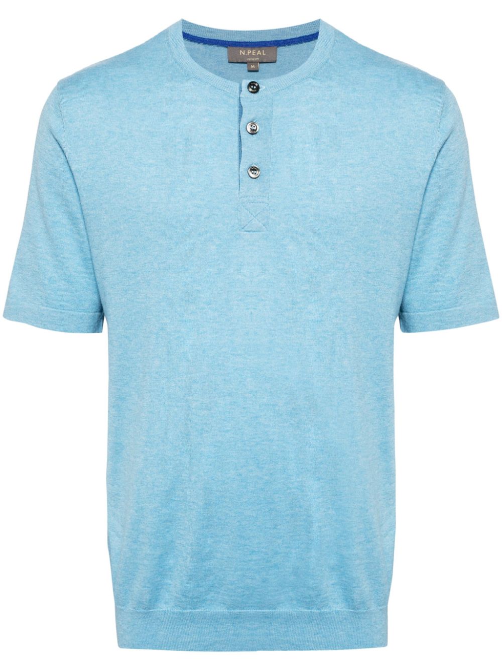 Fine-knit Henley top - Blue