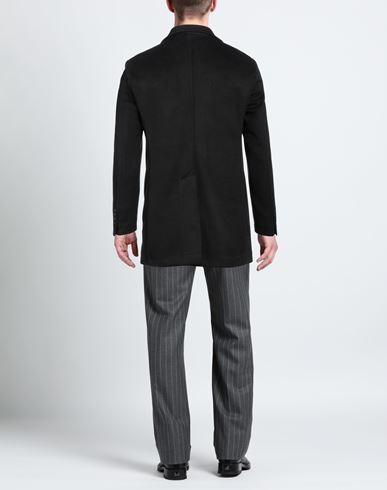 Man Coat Black Size 40 Polyester, Viscose