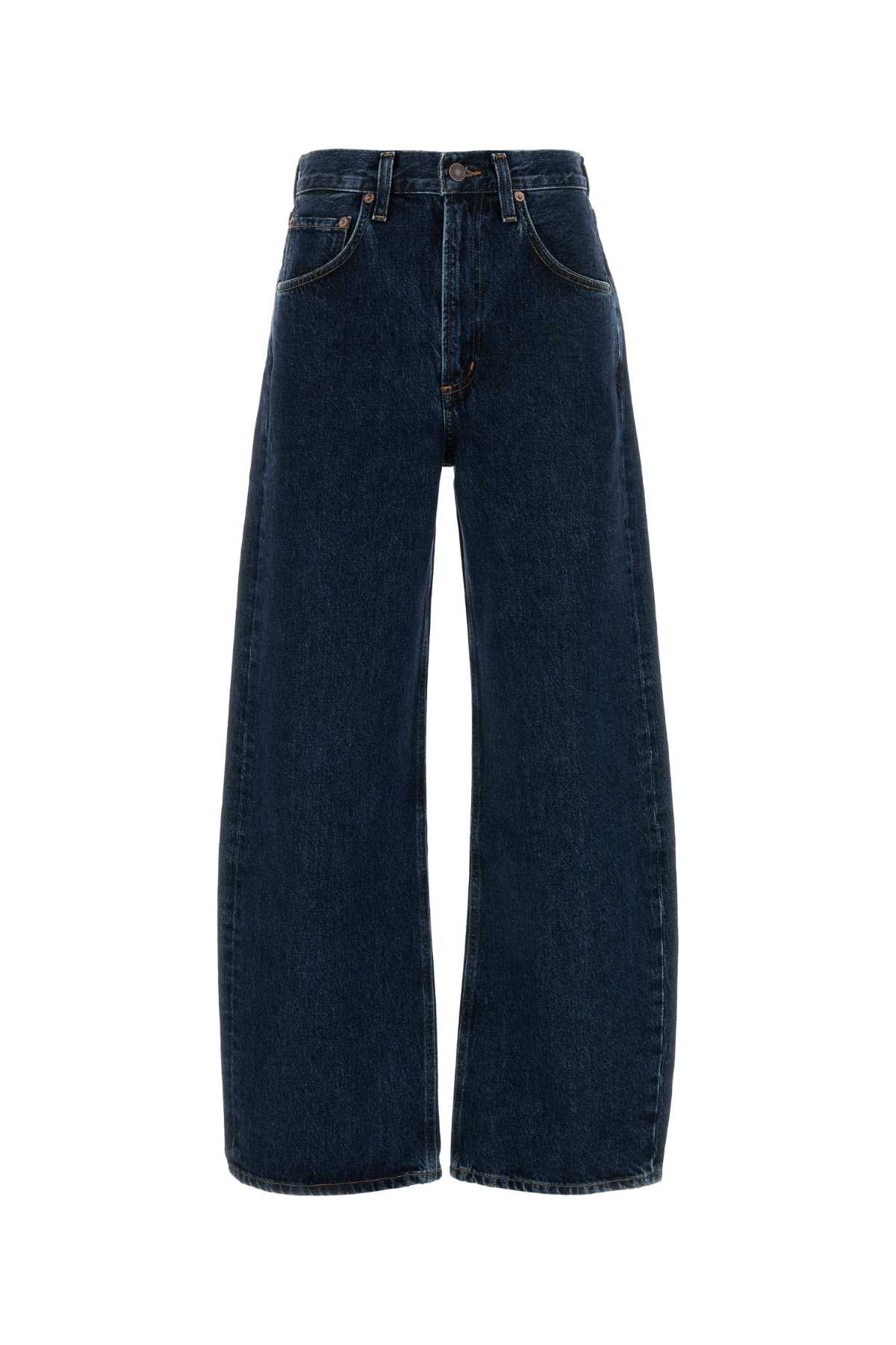 Dark Blue Denim Wide-leg Jeans