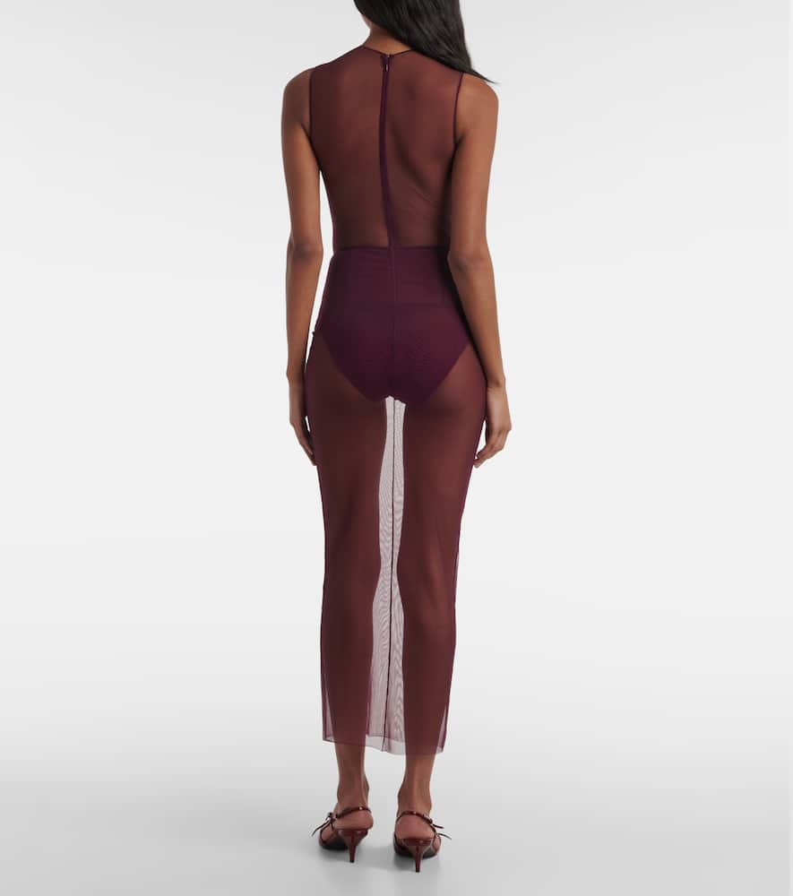 Sheer mesh midi dress