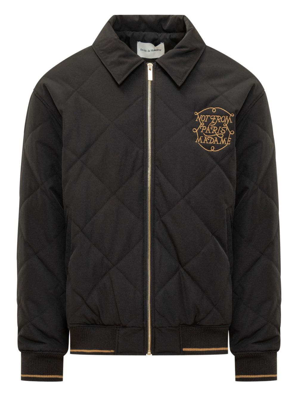 Quilted slogan jacket - Black