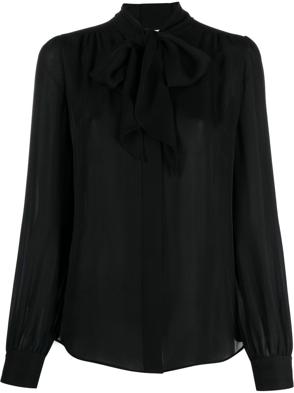 Pussy-bow silk shirt - Black