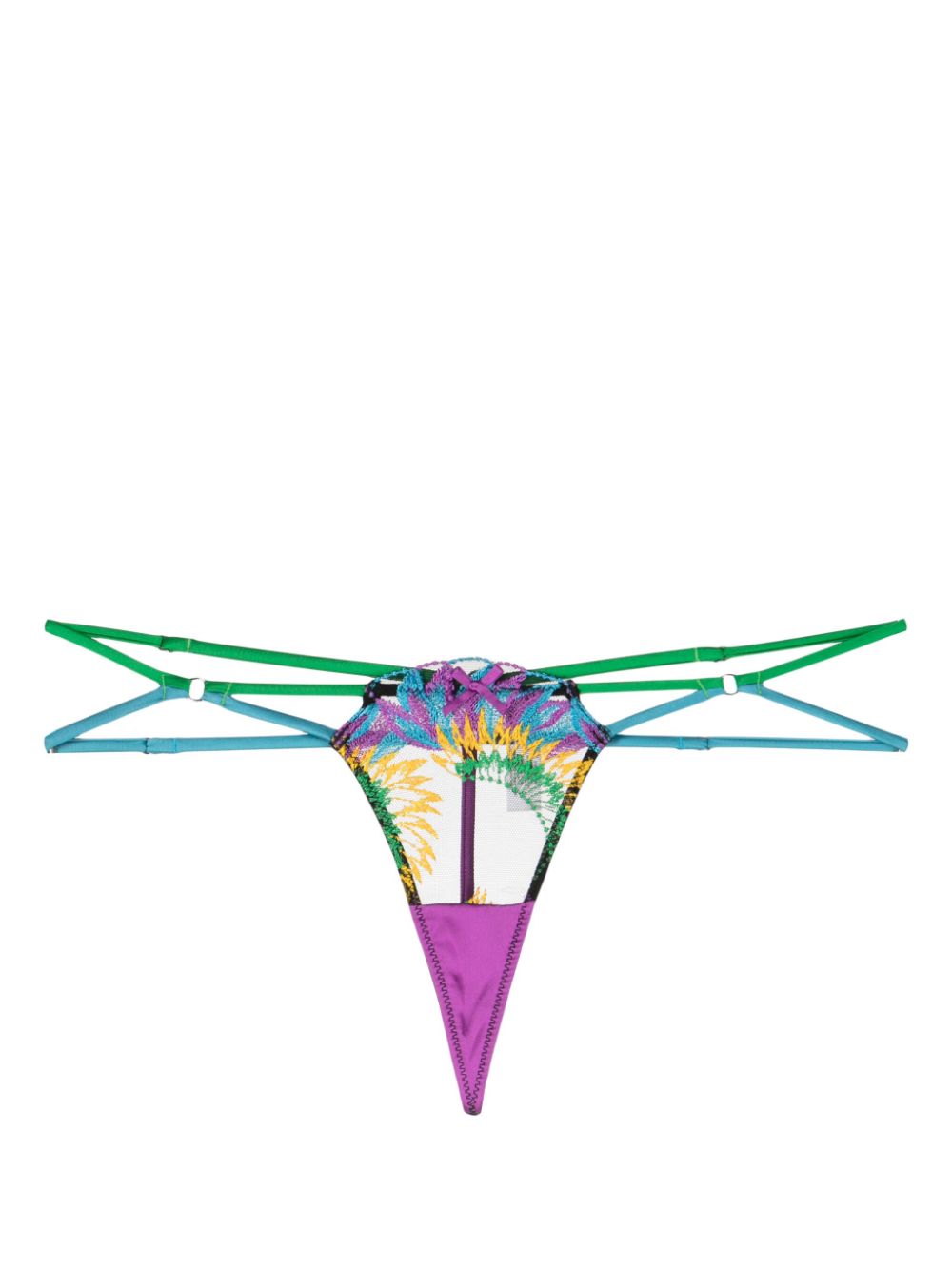Carnival embroidered satin thong - Multicolour