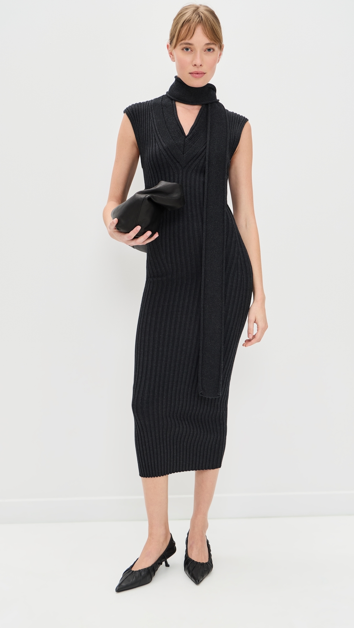 Scarf Dress Charcoal Melange