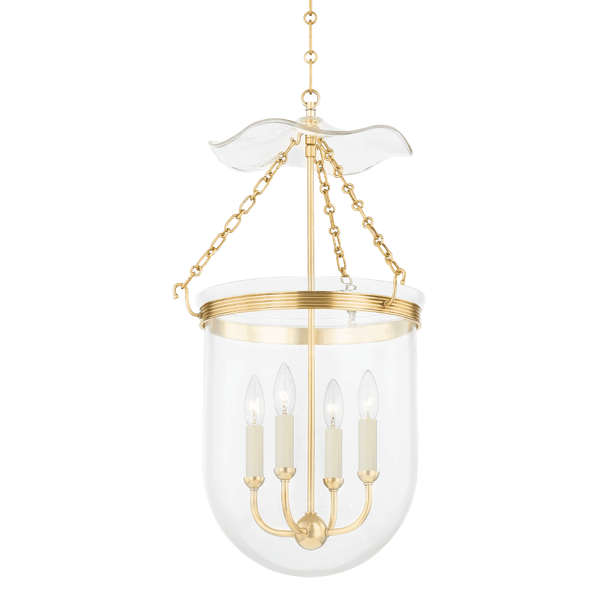 Aged Brass Four Light Lantern from the Rousham Collection